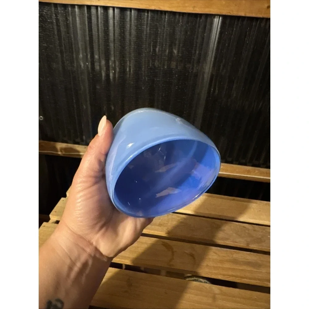 Hand Blown Blue Glass Vase / retro decor / 4